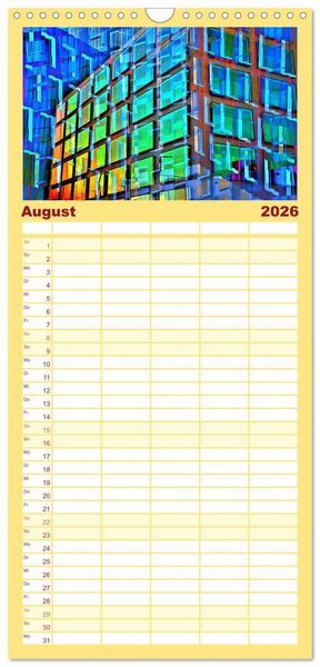 Produktbild: Familienplaner 2026 - Abstrakt mit 5 Spalten (Wandkalender, 21 x 45 cm) CALVENDO