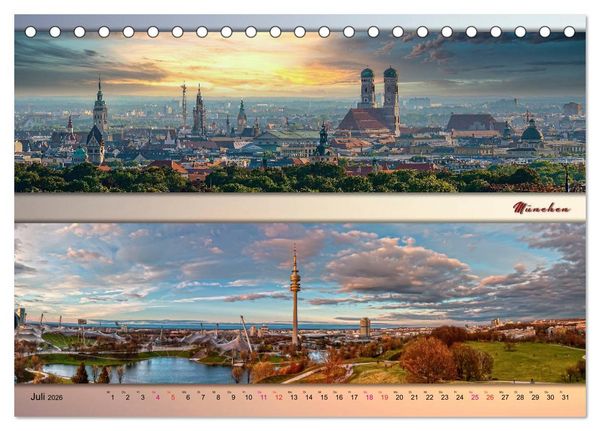 Produktbild: Faszinierende St&auml;dte in Deutschland - Panoramen (Tischkalender 2026 DIN A5 quer), CALVENDO Monatskalender