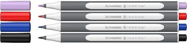 Schneider Brushpen Paint-It 070, Karton-Etui 4 Stück sortiert
