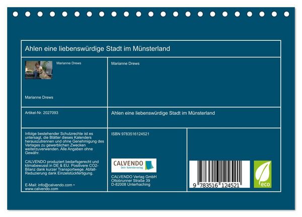 Produktbild: Ahlen eine liebensw&uuml;rdige Stadt im M&uuml;nsterland (Tischkalender 2026 DIN A5 quer), CALVENDO Monatskalender