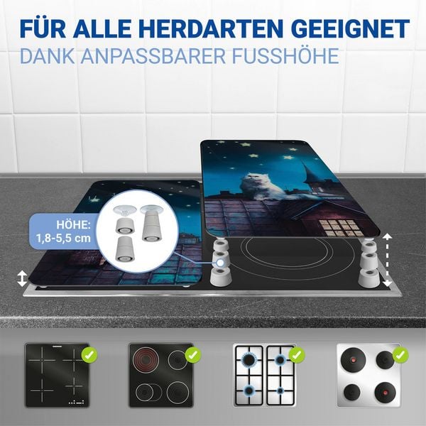 Produktbild: Herdabdeckplatte Universal Mod. Moon Cat, 2er Set, f&uuml;r alle Herdarten geeignet