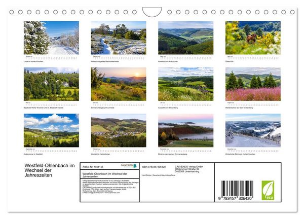 Produktbild: Westfeld-Ohlenbach im Wechsel der Jahreszeiten (Wandkalender 2026 DIN A4 quer), CALVENDO Monatskalender