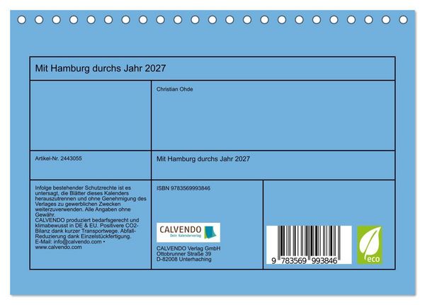 Produktbild: Mit Hamburg durchs Jahr 2027 (Tischkalender 2027 DIN A5 quer), CALVENDO Monatskalender