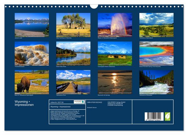 Produktbild: Wyoming &bull; Impressionen (Wandkalender 2026 DIN A3 quer), CALVENDO Monatskalender
