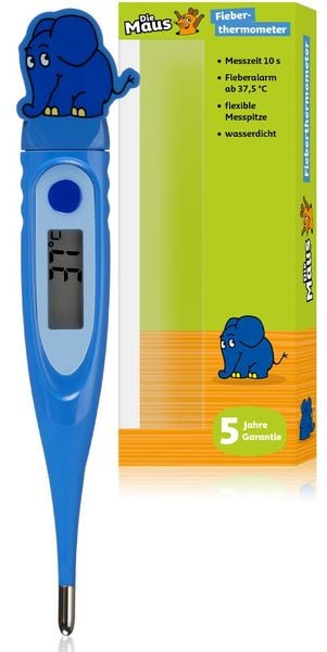 Produktbild: Bresser 12652 - DieMaus, Kinder-Fieberthermometer im Elefant-2D-Design, digital, wasserdicht