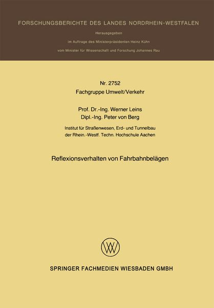 Produktbild: Reflexionsverhalten von Fahrbahnbel&auml;gen