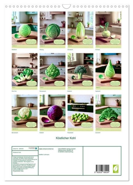 Produktbild: K&ouml;stlicher Kohl (Wandkalender 2027 DIN A3 hoch), CALVENDO Monatskalender