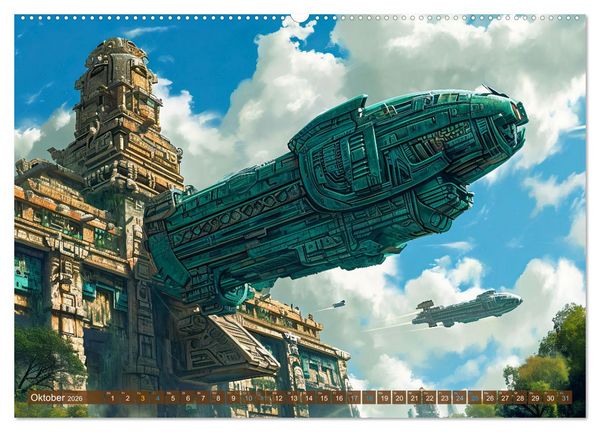 Produktbild: Sternenkrieger - Science Fiction Visionen der Maya und Azteken (Wandkalender 2026 DIN A2 quer), CALVENDO Monatskalender