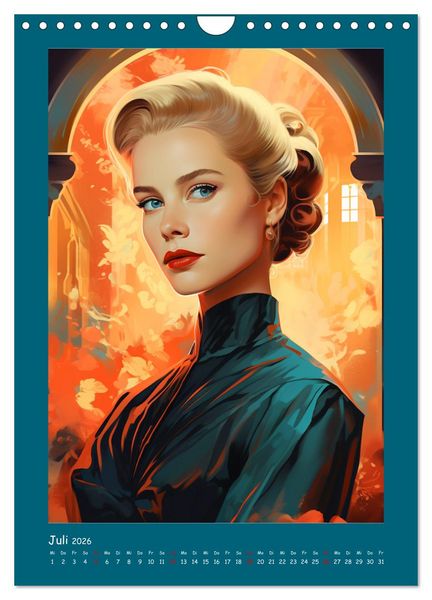 Produktbild: Glanz der Filmdiven. Art Nouveau Paintings im Poster-Stil (Wandkalender 2026 DIN A4 hoch), CALVENDO Monatskalender