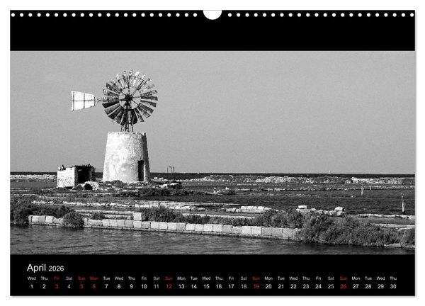 Produktbild: Black and White Sicily (Wall Calendar 2026 DIN A3 landscape), CALVENDO 12 Month Wall Calendar