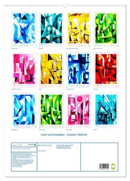 Produktbild: Licht und Schatten . Cubism Wall Art (Wandkalender 2026 DIN A2 hoch), CALVENDO Monatskalender