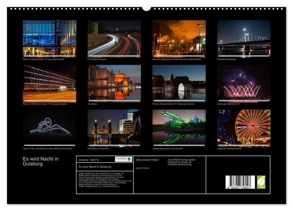 Produktbild: Es wird Nacht in Duisburg (hochwertiger Premium Wandkalender 2026 DIN A2 quer), Kunstdruck in Hochglanz