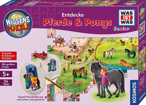 KOSMOS - Was ist Was Junior Wissens Puzzle - Entdecke Pferde & Ponys, 54 Teile