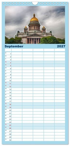 Produktbild: Familienplaner 2027 - Sankt Petersburg - "Venedig des Nordens" mit 5 Spalten (Wandkalender, 21 x 45 cm) CALVENDO