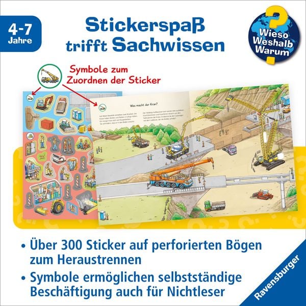 Produktbild: Wieso? Weshalb? Warum? Stickerheft - Fahrzeuge auf der Baustelle