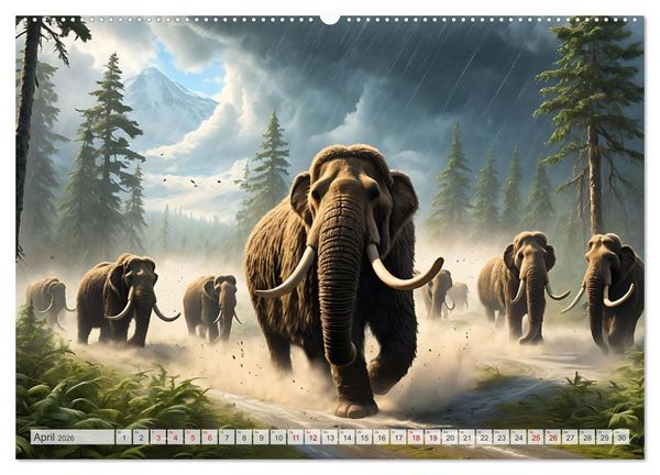 Produktbild: Im urzeitlichen Reich des Mammuts (hochwertiger Premium Wandkalender 2026 DIN A2 quer), Kunstdruck in Hochglanz
