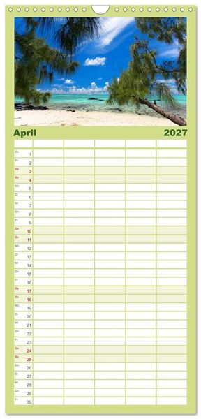 Produktbild: Familienplaner 2027 - Mauritius mit 5 Spalten (Wandkalender, 21 x 45 cm) CALVENDO