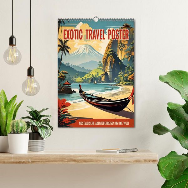 Produktbild: Exotic Travel Poster - nostalgische Abenteuerreisen um die Welt (Wandkalender 2026 DIN A3 hoch), CALVENDO Monatskalender