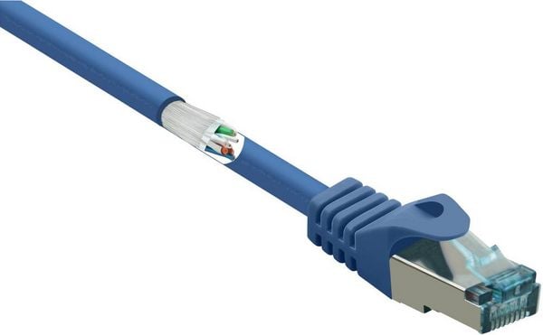 Renkforce RF-5044038 RJ45 Patchkabel CAT 6a S/FTP 1.00 m Blau mit Rastnasenschutz, Flammwidrig 1 St.