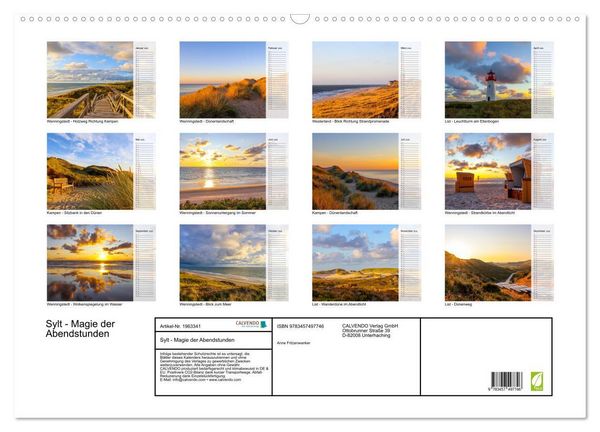 Produktbild: Sylt - Magie der Abendstunden (Wandkalender 2026 DIN A2 quer), CALVENDO Monatskalender