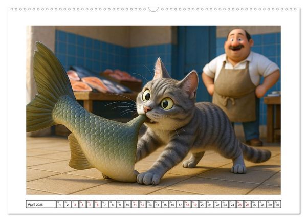 Produktbild: Katzen w&uuml;rden Fische kaufen (Wandkalender 2026 DIN A2 quer), CALVENDO Monatskalender
