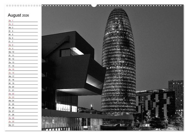 Produktbild: Barcelona Schwarz / Wei&szlig; Impressionen (hochwertiger Premium Wandkalender 2026 DIN A2 quer), Kunstdruck in Hochglanz