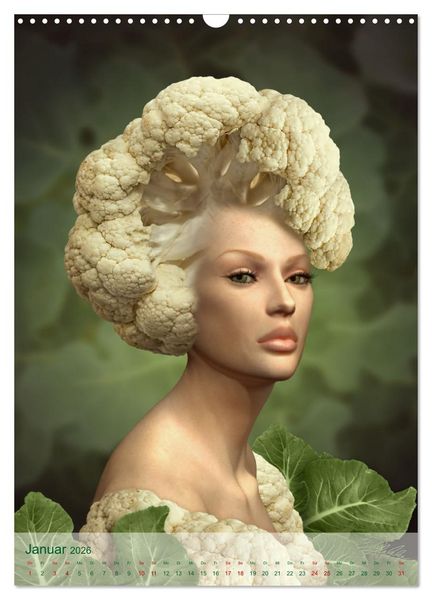 Produktbild: Zum Anbeissen - surreale Frauenportraits mit Obst und Gem&uuml;se (Wandkalender 2026 DIN A3 hoch), CALVENDO Monatskalender