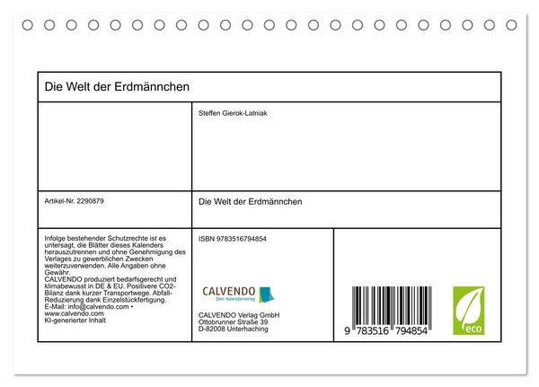 Produktbild: Die Welt der Erdm&auml;nnchen (Tischkalender 2027 DIN A5 quer), CALVENDO Monatskalender