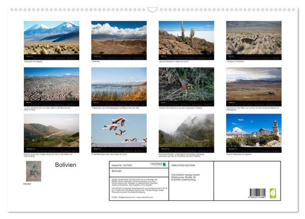 Produktbild: Bolivien (Wandkalender 2026 DIN A2 quer), CALVENDO Monatskalender