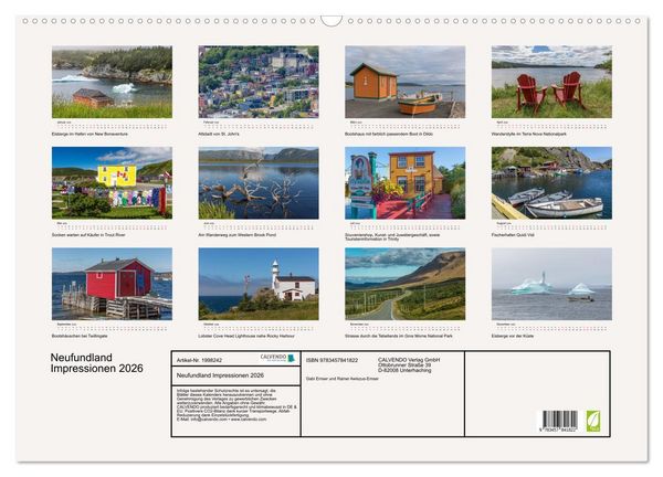 Produktbild: Neufundland Impressionen 2026 (Wandkalender 2026 DIN A2 quer), CALVENDO Monatskalender