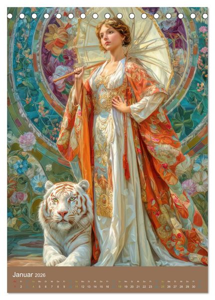 Produktbild: Frauen in Kost&uuml;men - Sinnliche Sch&ouml;nheit des Art Nouveau (Tischkalender 2026 DIN A5 hoch), CALVENDO Monatskalender