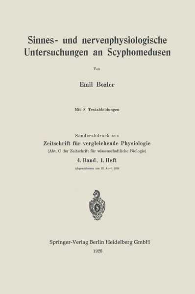 Produktbild: Sinnes- und nervenphysiologische Untersuchungen an Scyphomedusen
