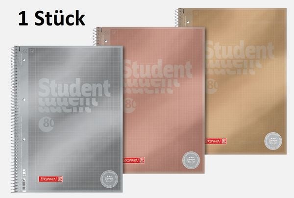 Produktbild: Brunnen Collegeblock Premium Student A4 Metallic, Lineatur 27, farblich sortiert, 1 St&uuml;ck