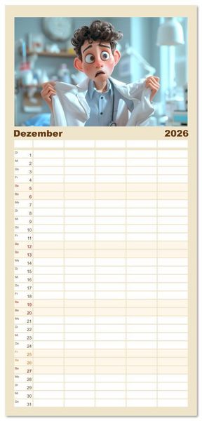 Produktbild: Familienplaner 2026 - Nur ein paar Semester Medizin mit 5 Spalten (Wandkalender, 21 x 45 cm) CALVENDO