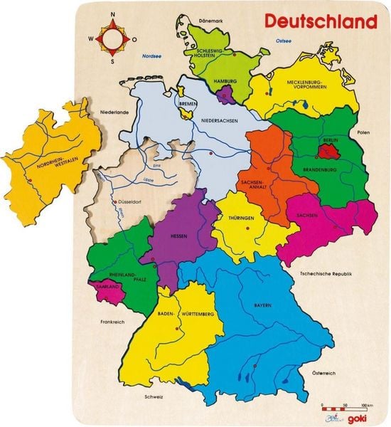 goki Einlegepuzzle Deutschland II, Puzzle Deutschland, Holz