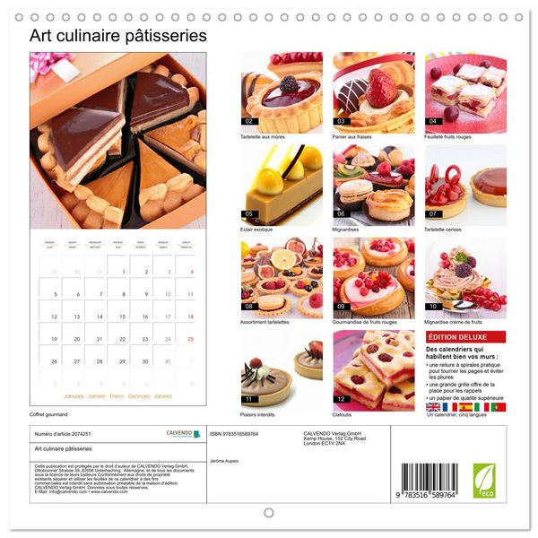 Produktbild: Art culinaire p&acirc;tisseries (Calendrier mural carr&eacute; 2026 30x30 cm) Calendrier double avec une page pour vos prises de notes