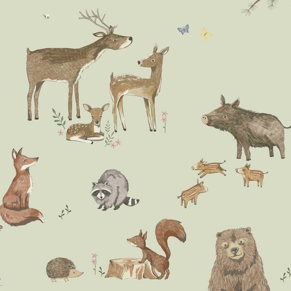 Produktbild: Scriptum Schreibtischunterlage f&uuml;r Kinder Waldtiere Woodland gr&uuml;n - 60 x 40 cm, aus premium Vinyl