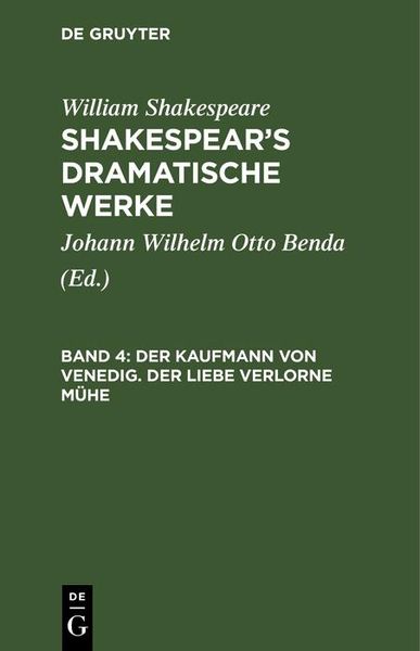 Produktbild: Der Kaufmann von Venedig. Der Liebe verlorne M&uuml;he