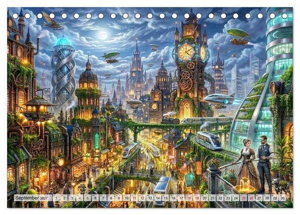 Produktbild: Steampunkwelten - Das Herz der Zeit (Tischkalender 2027 DIN A5 quer), CALVENDO Monatskalender