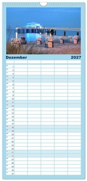 Produktbild: Familienplaner 2027 - Timmendorfer Strand mit 5 Spalten (Wandkalender, 21 x 45 cm) CALVENDO