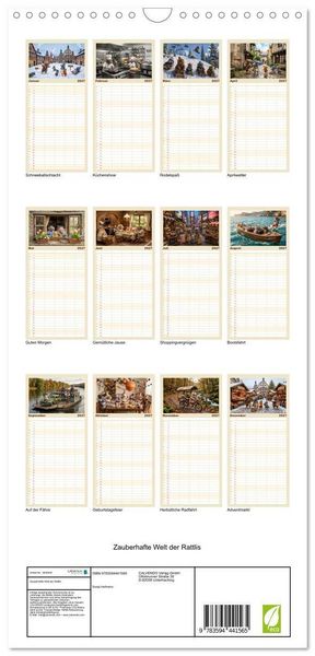 Produktbild: Familienplaner 2027 - Zauberhafte Welt der Rattlis mit 5 Spalten (Wandkalender, 21 x 45 cm) CALVENDO