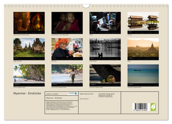Produktbild: Myanmar - Eindr&uuml;cke (Wandkalender 2026 DIN A3 quer), CALVENDO Monatskalender