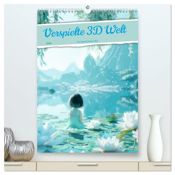 Verspielte 3D Welt - Im japanischen Stil (hochwertiger Premium Wandkalender 2026 DIN A2 hoch), Kunstdruck in Hochglanz