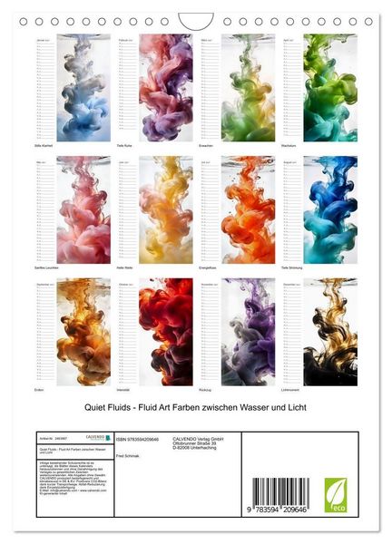 Produktbild: Quiet Fluids - Fluid Art Farben zwischen Wasser und Licht (Wandkalender 2027 DIN A4 hoch), CALVENDO Monatskalender