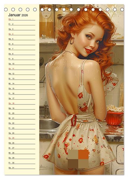 Produktbild: Schatz, ich hab gekocht! Sexy-lustige Pin-up-Girls in der K&uuml;che (Tischkalender 2026 DIN A5 hoch), CALVENDO Monatskalender