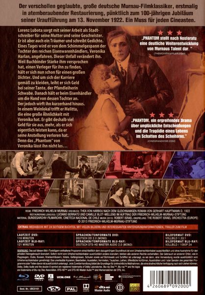 Produktbild: Friedrich Wilhelm Murnaus PHANTOM - Limited Mediabook (in HD neu abgetastet, Blu-ray+DVD+24-seitiges Booklet)