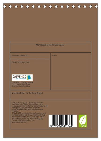 Produktbild: Monatsplaber f&uuml;r flei&szlig;ige Engel (Tischkalender 2026 DIN A5 hoch), CALVENDO Monatskalender