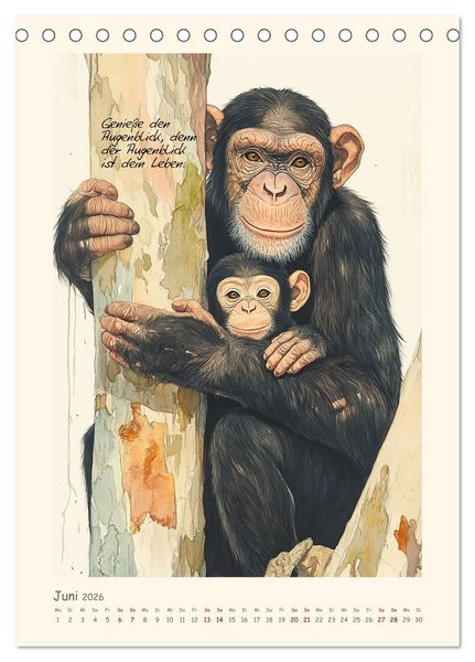 Produktbild: Liebenswerte Tierillustrationen (Tischkalender 2026 DIN A5 hoch), CALVENDO Monatskalender