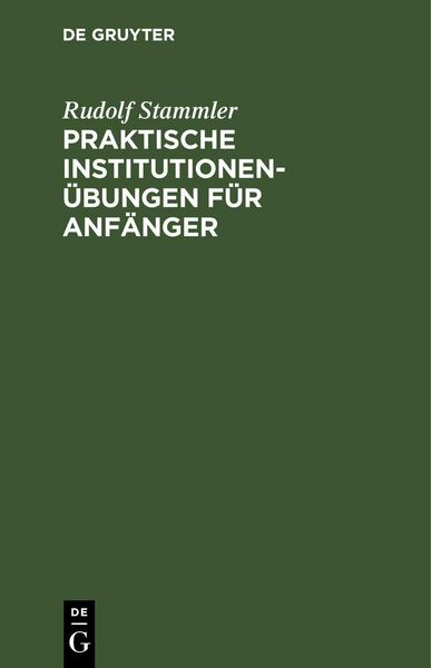 Produktbild: Praktische Institutionen&uuml;bungen f&uuml;r Anf&auml;nger