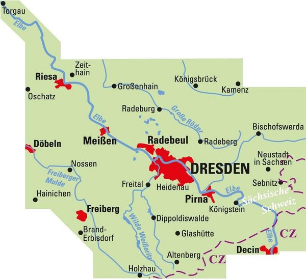 Produktbild: BVA ADFC Regionalkarte Dresden & Umgebung 1:75.000